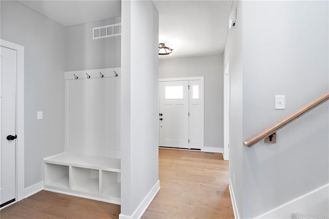 mudroom featuring light wood-type flooring