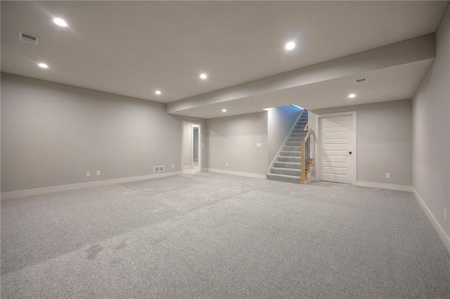 basement featuring carpet