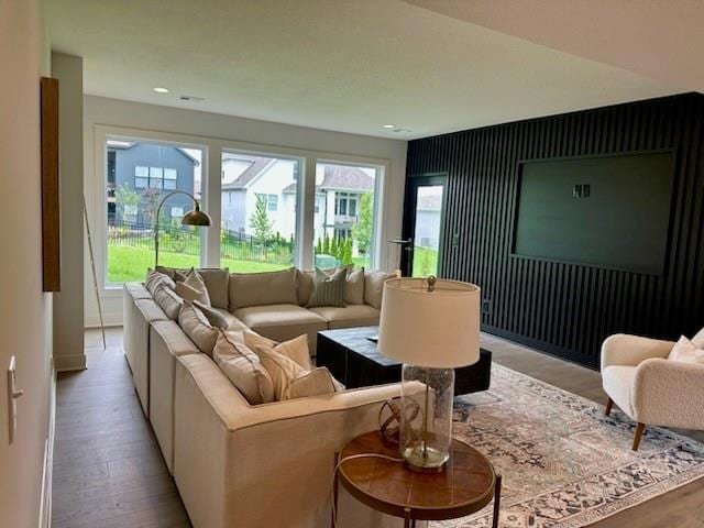 17321 Gillette St, Overland Park, KS 66221 - living room with light wood-style flooring and recessed lighting