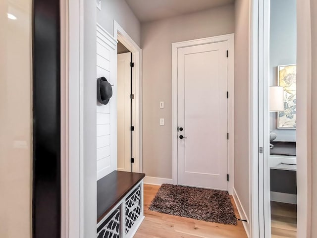 entryway with light hardwood / wood-style flooring