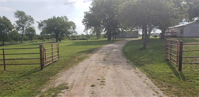 view of street with a rural view