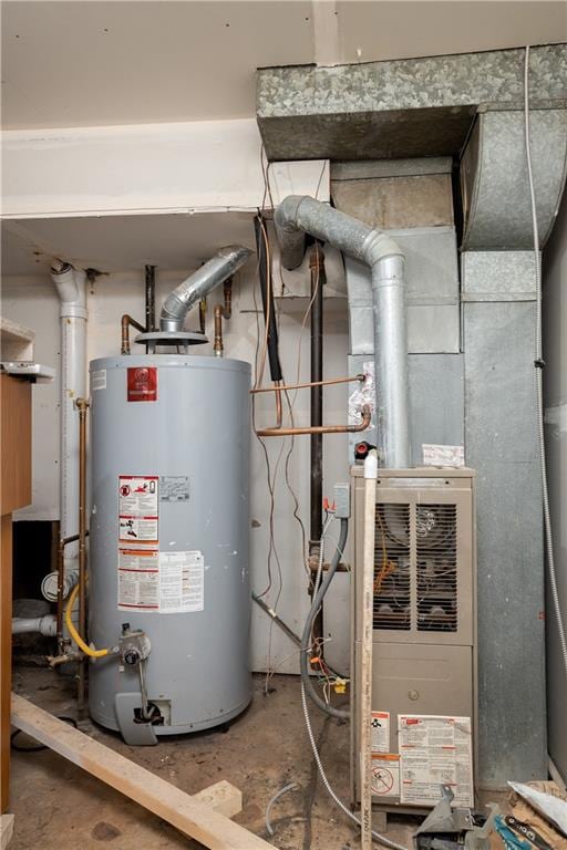 utility room with gas water heater