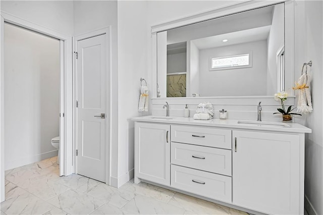 bathroom with toilet and vanity