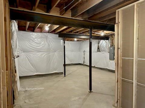 basement with electric panel