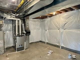 basement featuring water heater