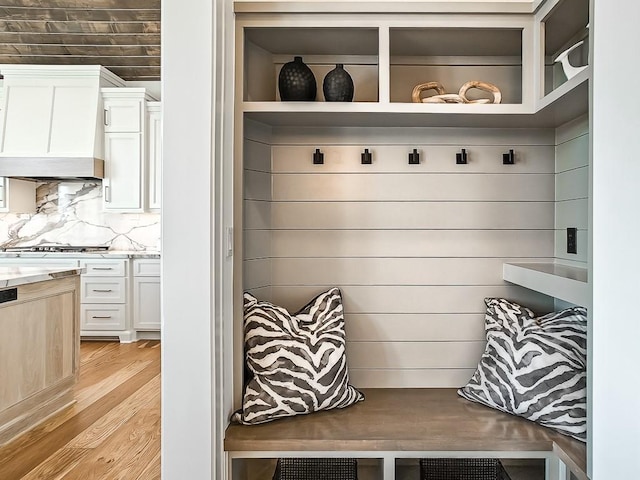 mudroom featuring light hardwood / wood-style floors