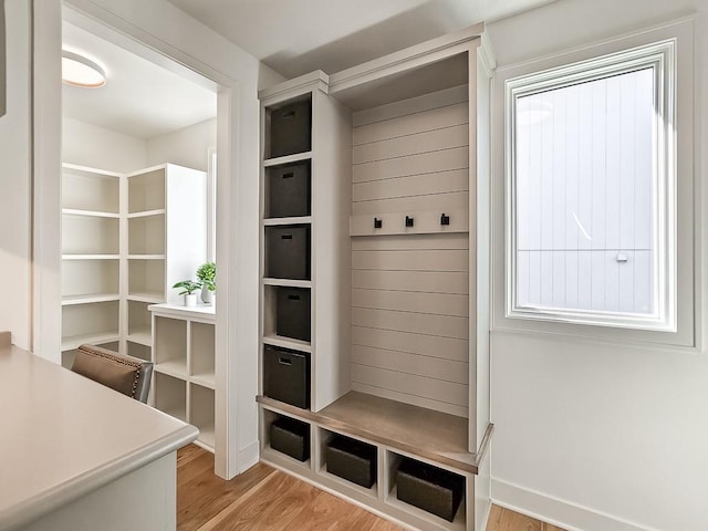 mudroom featuring light hardwood / wood-style flooring