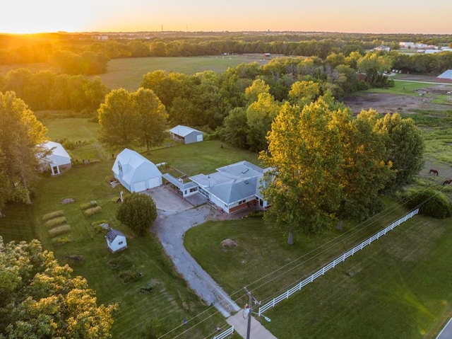 view of aerial view at dusk