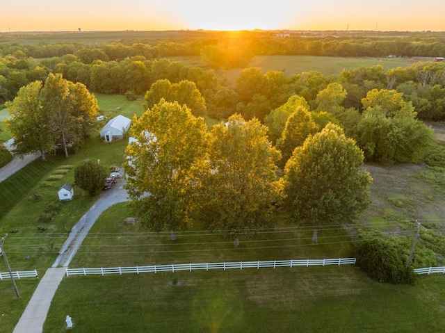 view of aerial view at dusk