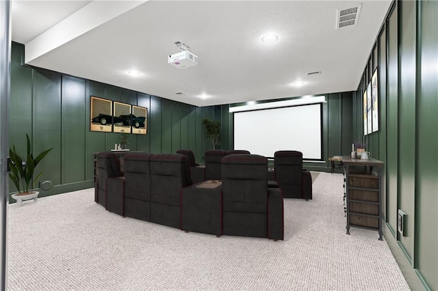 view of carpeted home theater room