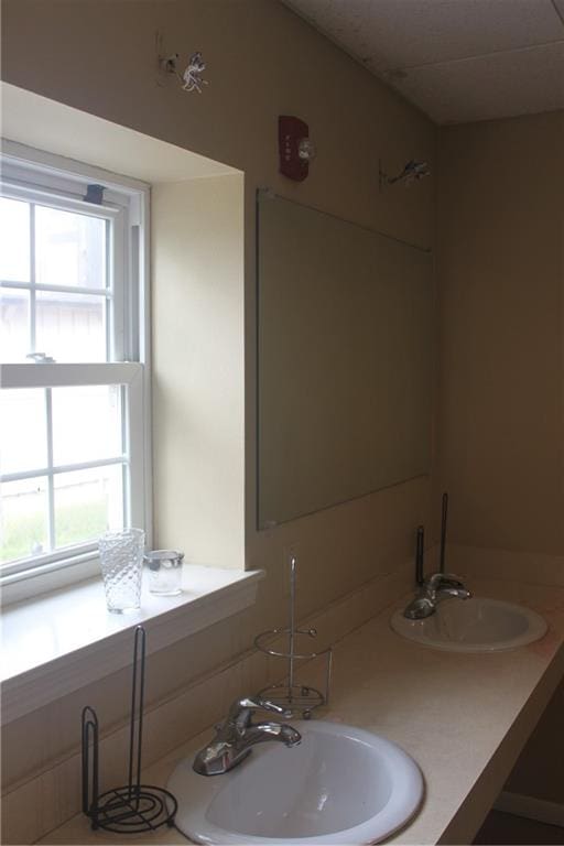 bathroom with double sink and large vanity