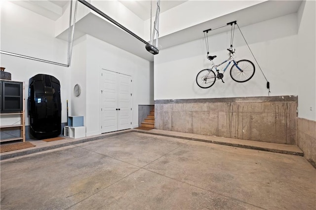 garage with a garage door opener