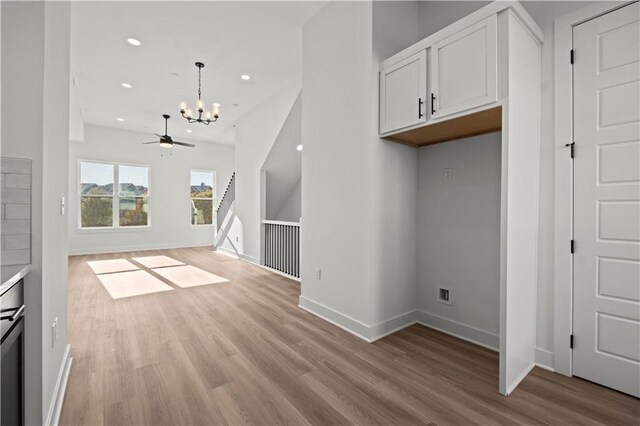 451 SW Longview Blvd, Lees Summit, MO 64081 - kitchen featuring a chandelier, light wood finished floors, baseboards, and recessed lighting