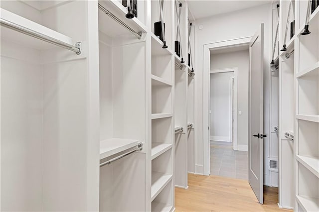 spacious closet with light wood-type flooring