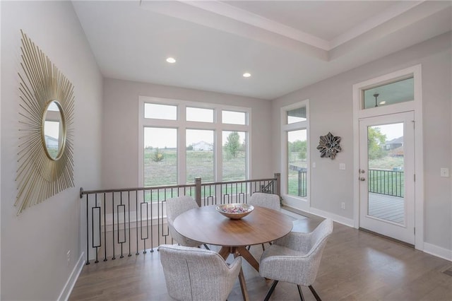 12200 W 138th Pl, Overland Park, KS 66221 - dining space featuring wood finished floors, baseboards, and recessed lighting