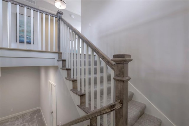 13812 Quigley St, Overland Park, KS 66221 - stairs featuring baseboards and carpet flooring