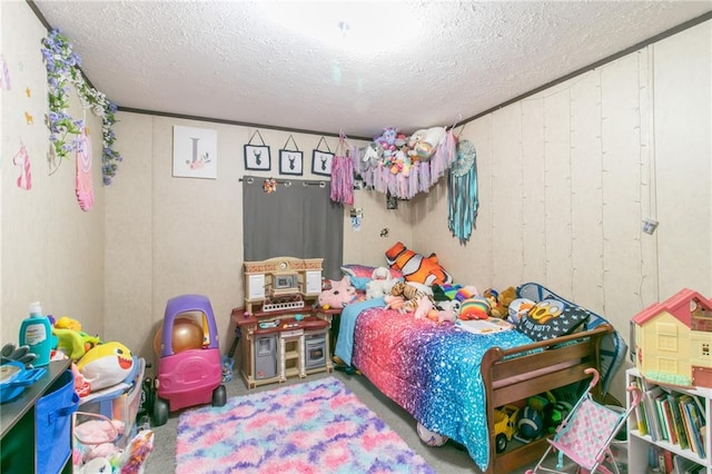 bedroom with a textured ceiling