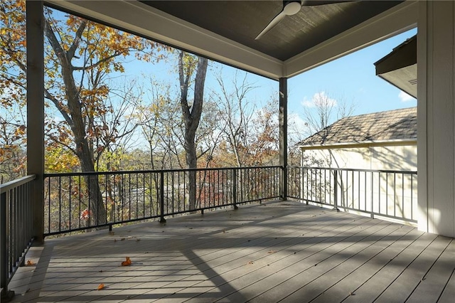 111 Teton Rdg, Lake Winnebago, MO 64034 - wooden terrace featuring ceiling fan