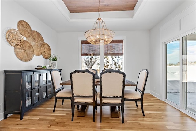 20132 Barker St, Spring Hill, KS 66083 - dining room with a raised ceiling, a chandelier, and light wood-style flooring