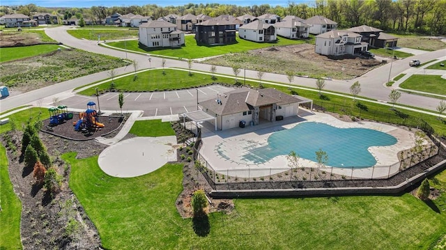 drone / aerial view featuring a residential view