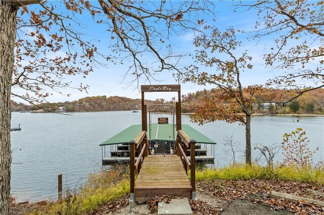 dock area featuring a water view