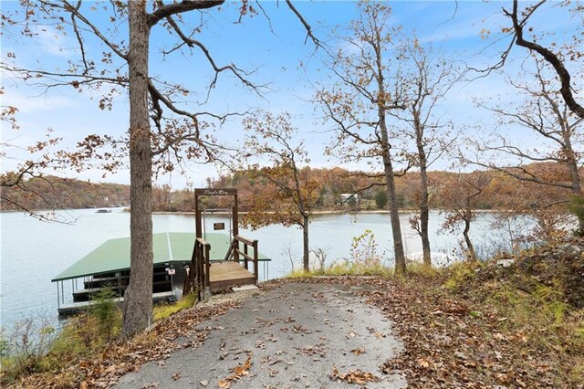 view of dock featuring a water view