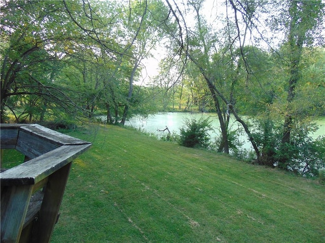 view of yard featuring a water view