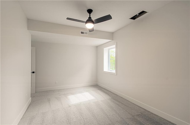 7551 NW Gower Ave, Kansas City, MO 64151 - unfurnished room with carpet floors, ceiling fan, visible vents, and baseboards
