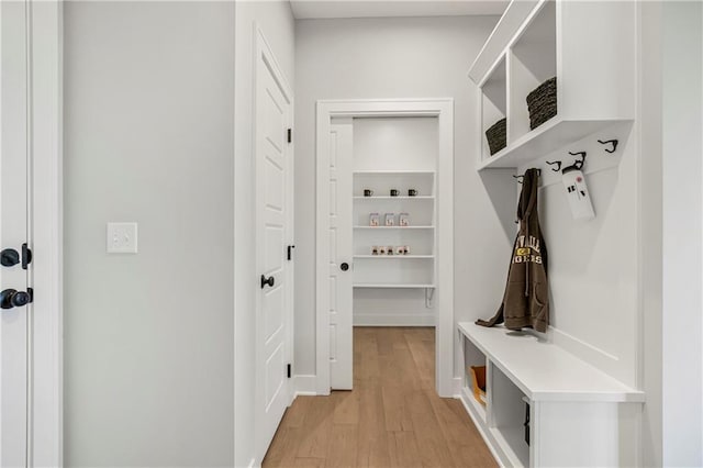 mudroom featuring light hardwood / wood-style floors