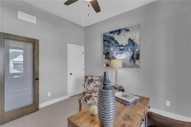 16879 S Cardinal St, Olathe, KS 66062 - carpeted office featuring ceiling fan and baseboards