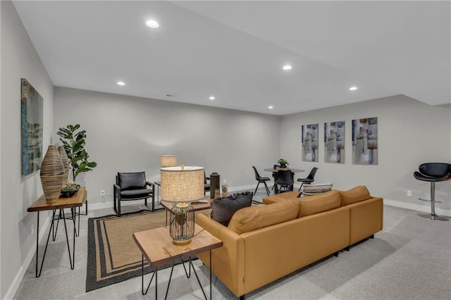 16879 S Cardinal St, Olathe, KS 66062 - carpeted living area with baseboards and recessed lighting