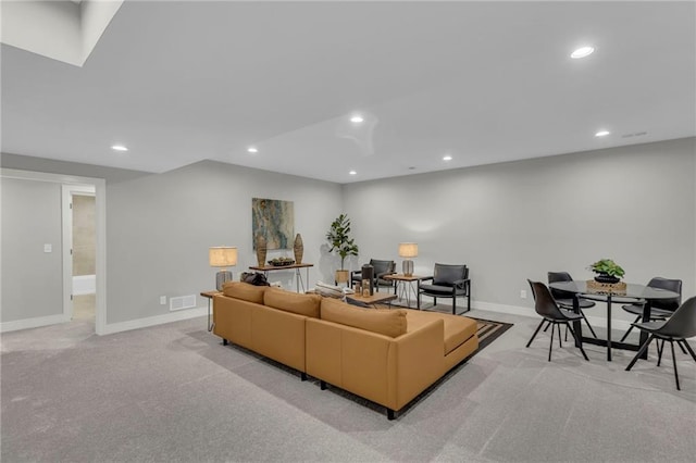 16879 S Cardinal St, Olathe, KS 66062 - living room with light colored carpet, recessed lighting, and baseboards