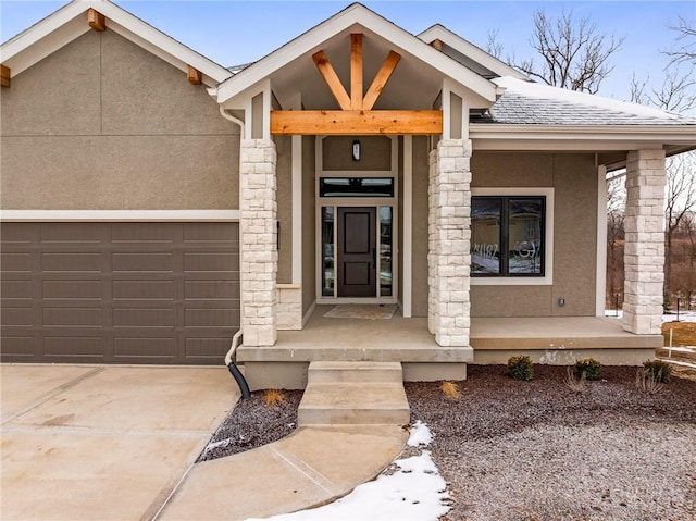 view of exterior entry featuring a porch