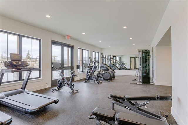 2461 W 176th St, Overland Park, KS 66085 - workout area featuring baseboards and recessed lighting