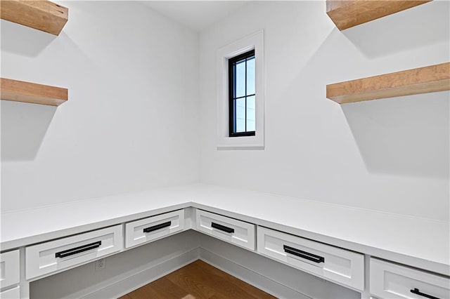 mudroom with hardwood / wood-style floors