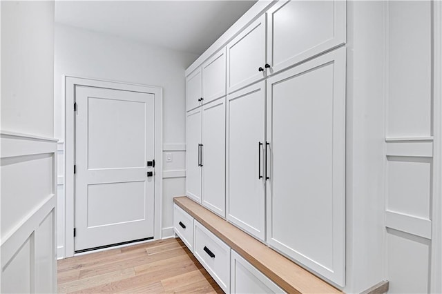 mudroom with light wood-type flooring