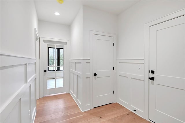 interior space with light hardwood / wood-style flooring