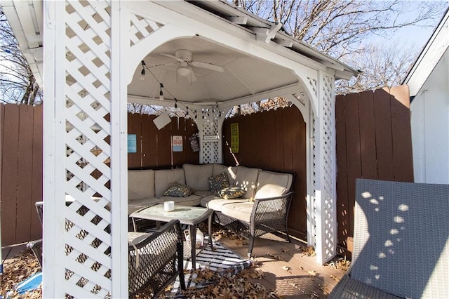 view of patio / terrace featuring an outdoor living space