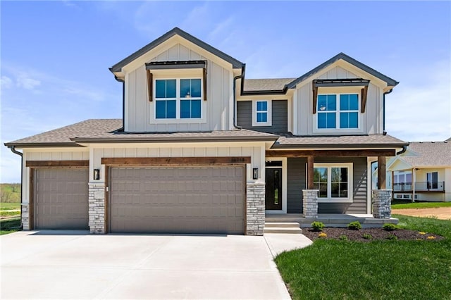 craftsman-style home with covered porch