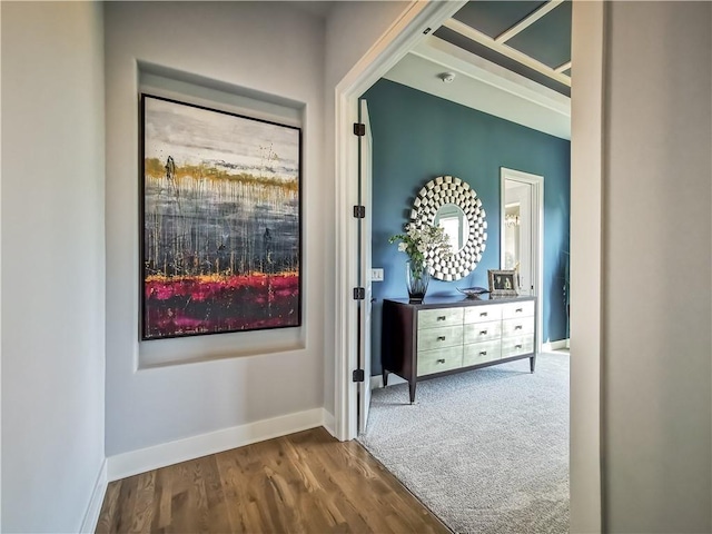 corridor featuring hardwood / wood-style flooring