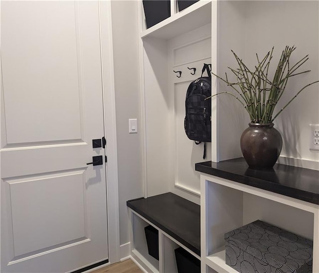 mudroom featuring hardwood / wood-style floors