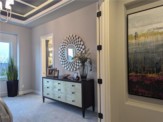 living area with light colored carpet