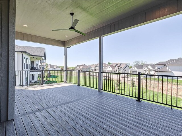 16724 Hayes St, Overland Park, KS 66085 - deck featuring a residential view and a ceiling fan