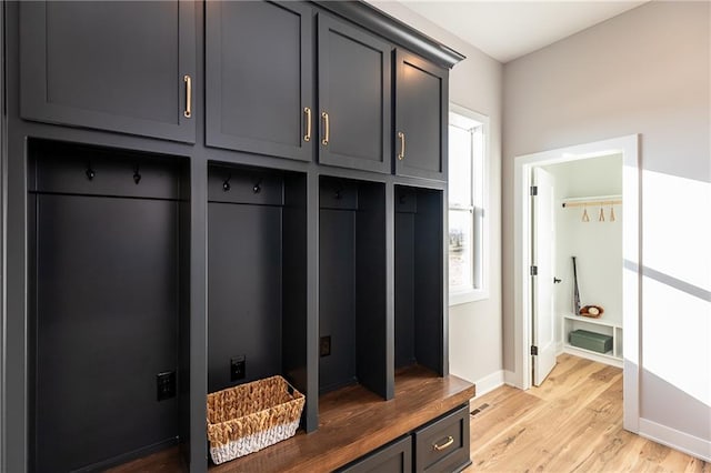 mudroom with light wood-type flooring