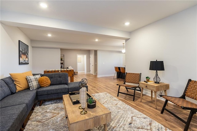 living room featuring light hardwood / wood-style flooring