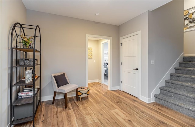 living area featuring light wood-type flooring