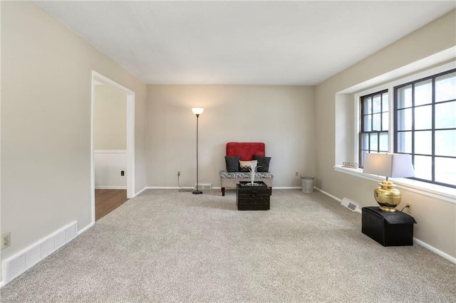 sitting room featuring carpet floors