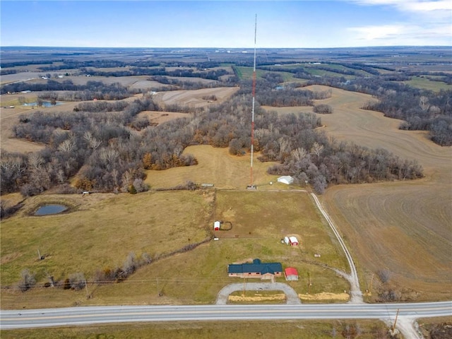 aerial view with a rural view