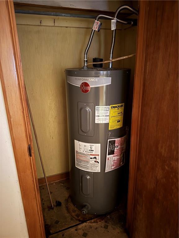 utility room with water heater