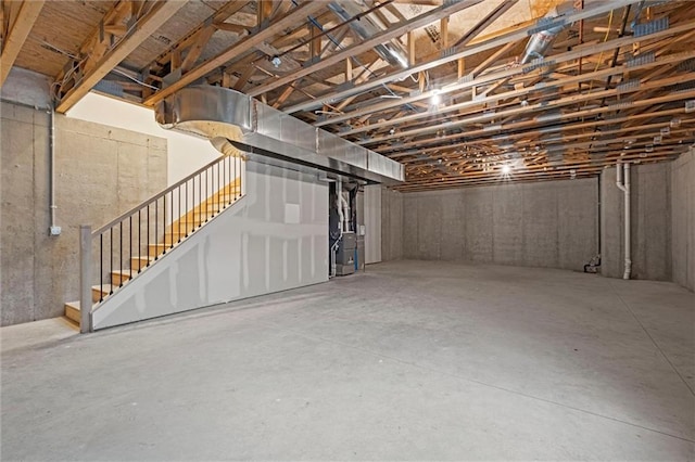 basement with heating unit